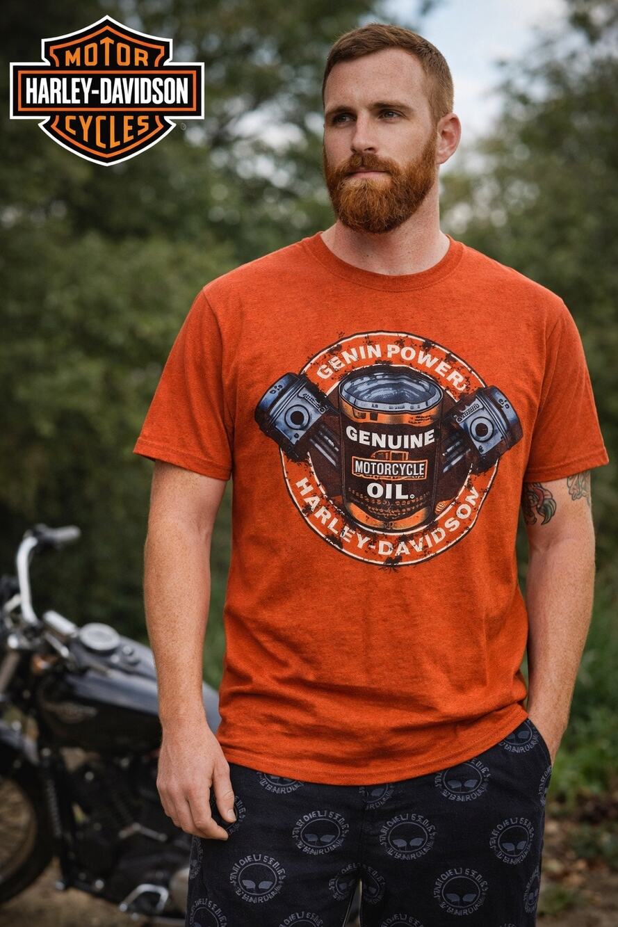 Harley-Davidson Bud’s Evansville IN Graphic T-Shirt – Orange